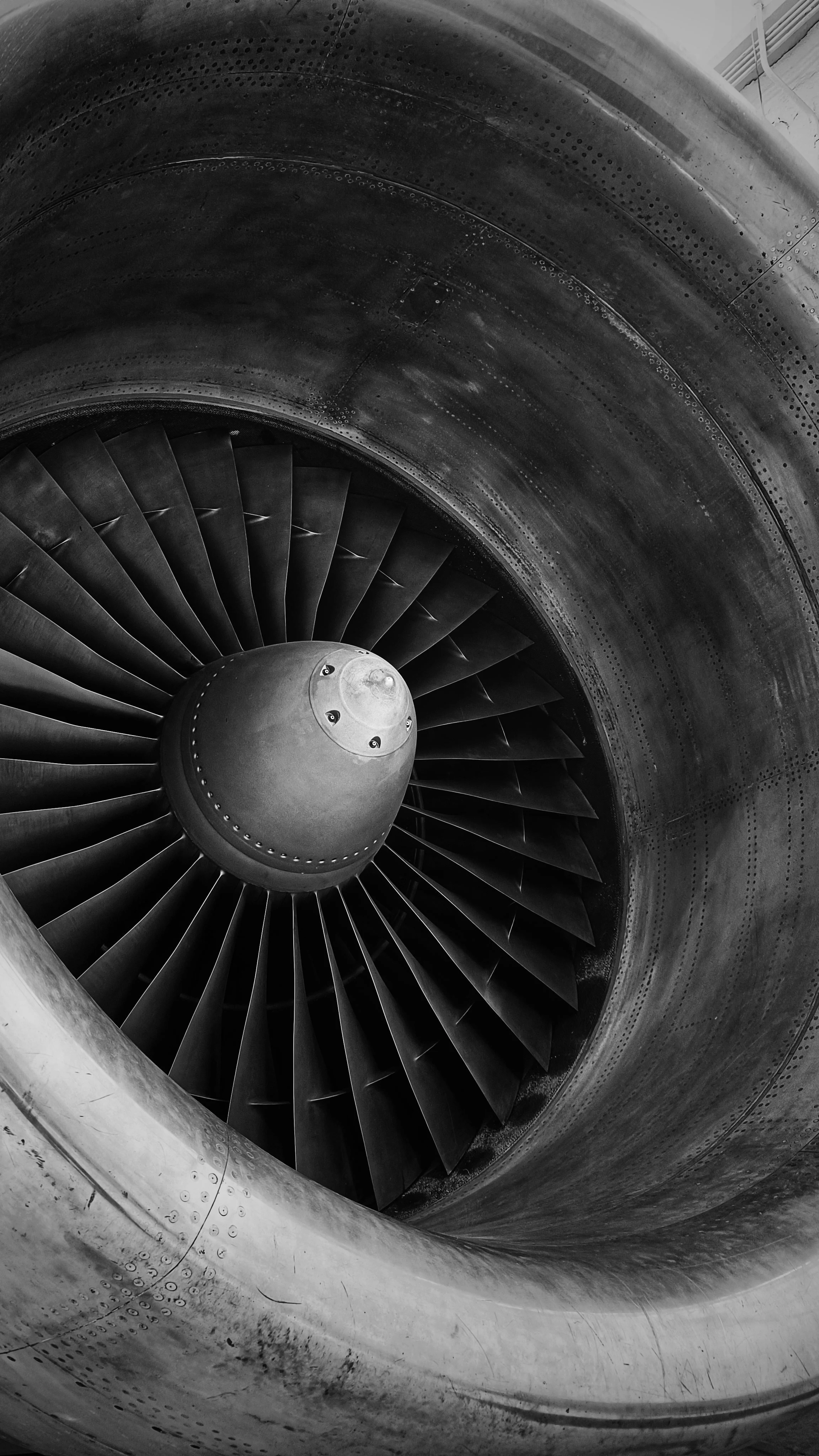 Founder-supplied monochrome photograph of an aircraft-engine intake